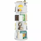 labebe Drehbares Bücherregal 360 Grad, Holz-Eck-Bücherregal, 4-stöckiges drehendes Bücherorganisator, Aufbewahrungsregal Organisator, weiß