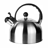 ROSSETTO Wasserkessel Teekessel 2.5 Liter aus hochwertigem Edelstahl Rostfrei Induktion Wasserkocher Teekocher mit Pfeifton, alle Herdarten geeignet, Klassischer Flötenkessel