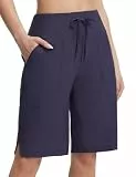 baleaf Badeshorts Damen 28CM, Badehose Bermuda mit Bein Schwimmen UV Hohe Taille Boardshorts Knielang UPF50+ Strand Surfen Sport Blau M