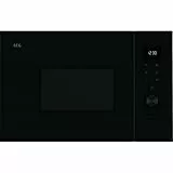 AEG OS5MG20EB Einbau-Mikrowelle, 20 l, 800 W, Grillfunktion, LED-Display, elektronische Öffnung, Schwarz mit Edelstahl-Finish, Anti-Fingerabdruck