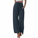 Herren Jacke Winter Angebote Damen Solide Farbe Freizeithosen Gummiband Gürtel Taille Seitentaschen Hosen Gerade Beine Damenhose mit und elastischem Bund, Gerade, Einfarbig Warehouse Deals Angebote