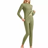 RLEHJN Thermounterwäsche Damen,Fleece Skiunterwäsche Set Winter Unterwäsche Warm Funktionsunterwäsche Thermo Oberteil mit Stehkragen & Thermohose Leggings für Alltag Skifahren Wandern