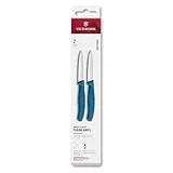 Victorinox Swiss Classic, Schäl- und Gemüsemesser Set, 2teilig, Extra Scharfe Klinge, Gerader Schliff für Präzise Schnitte, 8 cm, Rostfreier Stahl, Blau
