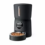 Faroro Futterautomat Katze, 4L Katzenfutter Automat, Futterspender Katze Mit 1–6 Mahlzeiten Pro Tag, Portionskontrolle, 10s Sprache, Langsames Füttern (Schwarz)