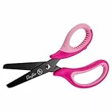 Läufer 87222 Ergonomische Bastelschere für Kinder, Schule ab 1. Klasse, pink/rosa, für Rechtshänder, Schere mit runder Spitze