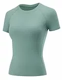 Rapbin Sport Oberteile Damen Sport Top Gym Oberteil Yoga Rundhals Leicht Atmungsaktiv Sportshirt Workout Running Funktionsshirt Sommer Fitness Laufshirt Hellgrün S