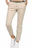 Sublevel Damen Boyfriend Chino Hose LSL-247/LSL-393 Stoffhose inkl. Gürtel Birch beige L