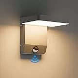 K-Bright LED Außenwandleuchte Aussenleuchte Außenlampe LED Wandleuchte Aussen für Balkon Garten 3000K 1540LM 20W IP65 Waterproof Dunkelgrau(Rechteck)…