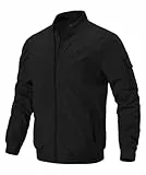 donhobo Jacken Herren Bomberjacke Leichte Übergangsjacke Outdoor Taktische Militär Fliegerjacke Sport Freizeitjacke Baseballuniformen Blouson, Schwarz, L