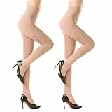 YAGAXI 2 Pairs Thermo Strumpfhosen für Damen,100D Blickdichte Dicke Strumpfhosen Damen Winter,Warme Fleece Strumpfhose Damen(nude-m)