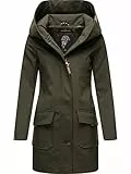 MARIKOO Damen Übergangsjacke Softshellmantel atmungsaktiv mit Kapuze Mayleen Olive Gr. M