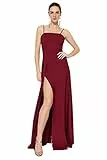 TRENDYOL Damen Slit Dekollete Abendkleid Und Staffelungskleid Formal Night Out Dress, Plum, 34 EU