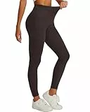 Havideto Thermo Leggings Damen Baumwolle Winter High Waist Gefütterte Fleece Thermoleggings Warme Bequem Dunkelbraun M/L