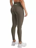 YEOREO Damen Sport Leggings Invisible Scrunch Butt Gym Leggings Hoch Taille Yoga Legging Booty Workout Leggings Booty Lifting Po Push Up Gym Sporthose Kaffee M