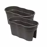 KHW | Flowerclip XL 2er-Set | Anthrazit | Pflanzgefäße für Balkon- & Geländerbegrünung | wetterfest & UV-beständig | Zwei Pflanzkammern | für Geländer Ø bis 6 cm | dekorativ & stabil | Made in Germany