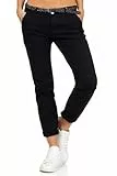 Sublevel Damen Boyfriend Chino Hose LSL-247/LSL-393 Stoffhose inkl. Gürtel Black S