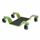 TRUTZHOLM Rangierhilfe für Motorrad mit Hauptständer Tragkraft 450 kg Rangierplatte extra-flach mit 4x Doppenrollen 360° schwenkbar und 4x Feststellbremse Rangierroller 10 mm dicker Stahl in grün