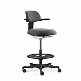 hjh OFFICE Ergonomischer Arbeitsstuhl TOP Work 40 – Stuhl mit höhenverstellbarer Rückenlehne, Verstellbarer Sitzneigung & Sitztiefe, höhenverstellbarer Fußring, Dunkelgrau