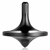 Umweltschutz Edelstahl Metall Kreisel, Anti-Schwerkraft perfekt ausbalanciertes zartes Tischspielzeug, leichtes drehen glatt Schleudern Schleuderzeit über 6 Minuten (L/Schwarz)