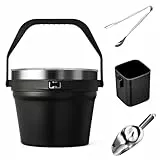 Autsel 7L Eiswürfelbehälter mit Deckel, Doppelwandiger Isolierter Eisbehälter, Edelstahl Eiskübel mit Löffel und Zange, für Eiswürfel Ideal zum Kühlen von Bier Champagner Wein und Obst