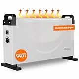 Tronitechnik® Elektroheizer Konvektor Heizgerät Heizkörper mit 3 Leistungsstufen 750/1250/2000 Watt, mobil mit Tragegriff, Timer und Thermostatsteuerung, Überhitzungsschutz, freistehend, weiß