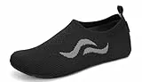 SAGUARO Hausschuhe Damen Herren Leicht Hüttenschuhe Atmungsaktiv Rutschfest Flache Pantoffeln Bequem Weich Flexibel Schlappen Home Cozy Geschlossene Slippers, Schwarz 38/39 EU