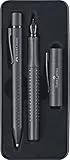 FABER-CASTELL 201626 - Geschenkset Grip Edition, All Black, mit Füller M und Kugelschreiber XB im Metalletui