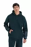Dagi Men's Dark Green Long Sleeve Hooded Oversize Sweatshirt, Dark Green,L