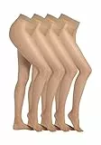 Camano Damen Strumpfhose 4er Vorteilspack 20 DEN Bequeme und Reißfeste Feinstrumpfhose mit Weicher Flachnaht Perfektem Sitz und Komfortbund 4er Pack 48/50 alabaster