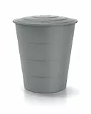 Kreher® XXL Regentonne 'Smooth' 510L mit Deckel und Standfuß (optional). Aus Kunststoff in Anthrazit/Grau. Dezente Optik im runden Format, zeitlos und modern. (Grau, Mit Deckel)