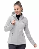33,000ft Damen Softshelljacke Wasserdichte Winddichte Funktionsjacke Atmungsaktive Übergangsjacke Leichte Fahrradjacke mit Kapuze Windbreaker zum Laufen, Radfahren, Wandern,Eisgrau 40