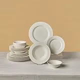 KARACA New Dome 24-tlg Tafelservice, Bone China Porzellan Geschirrset für 6 Personen Modern, Weiß Teller Set, Elegantes & Langlebiges Geschirr Set, Spülmaschinen-/Mikrowellengeeignet