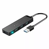 VENTION USB 3.0 Hub, 4 Anschlüsse USB-Hub ultradünn Daten-USB-Hub erweitertes Kabel [Laden unterstützt], kompatibel mit MacBook, Laptop, Surface Pro, PS4, PC, Flash-Laufwerk, Mobile HDD (0,15 m)