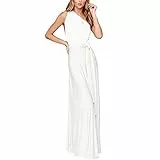 Langes Maxikleid für Damen, schulterfrei, sexy, für Hochzeit, Brautjungfer, Abendkleid, bodenlang, für Abschlussball und Abendveranstaltungen Gr. X-Large, weiß