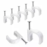 Kabelclips, 10 mm, 100 Stück, Nagelclips, stark, langlebig, weiß, rund, Kabelnägel, Wanddraht, ordentlicher Halter, Clip-Management-Kabelstifte