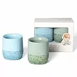 Moonkie Trinklernbecher, 2er-Pack Schnabeltasse Baby Silikon, Trinklernbecher ab 4 Monate, Kinderbecher BPA-frei, Trinkbecher Baby, Becher Kinder mit Kapazitätsmarkierungen, 2oz(Äther/Mint)