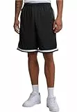 Urban Classics Herren Stripes Mesh Shorts – Loose Fit Basketball Shorts aus atmungsaktivem Polyester mit Streifendetails, ideal für Sport, Training & Streetwear,Blkblkwht,XL