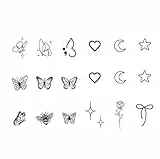 DIVAWOO 3 Blätter Klein Finger Temporäre Tattoos, Semi Permanent Erwachsene Realistisch Winzige Schmetterling Herz Fake Tattoo, Wasserfeste Hand tattoos für Frauen