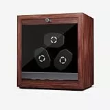 Klarstein Uhrenbeweger für Automatikuhren, Automatik-Uhrenbeweger für 3 Uhren mit Acryl-Tür, Automatischer Blaue LEDs, Watch Winder mit 4 TPD Einstellungen