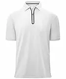 zitysport Poloshirt Herren mit Zipper Kurzarm Basic Polo Hemd Schnelltrocknend Golf T-Shirts Sport Atmungsaktiv Outdoor mit Reißverschluss Shirt Männer Casual Poloshirt(Weiß-3XL)