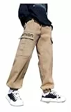 Echinodon Jungen Cargohose Baumwolle Sweathose Kinder Cargo Hose Sport Freizeit Hose Khaki 140