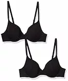 Amazon Essentials Damen Bequemer T-Shirt-BH Mit Bügel, 2er-Pack, Schwarz, 75C