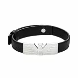 Emporio Armani Herrenarmband Logoplakette Edelstahl Leder schwarz, EGS3075040