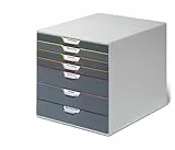 Durable Schubladenbox A4 (Varicolor) 7 Fächer, Ablagebox, mit Etiketten zur Beschriftung, Büro organizer mit Schubladen, mehrfarbig, 760727