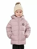 SOLOCOTE Kleinkind Mädchen Wintermantel wasserabweisend Faux Daunen Füllung Kapuze Fleece gefüttert kleine Kinder Puffy Jacken Rosa 122