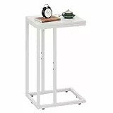 WLIVE Kleiner Beistelltisch, C Form Schmaler Sofatisch，Gestell aus Metall Laptop Kaffeetisch，Couch Side Table 29 x 39 x 63 cm, Weiß
