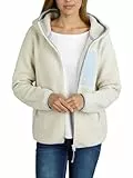 DENIMFY Fleecejacke Damen Regular Fit DFLea Teddyfleece Kapuzenjacke Winterjacke Übergangsjacke Stehkragen, Größe:XXL, Farben:Light Sand (60200)
