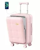 MGOB Handgepäckkoffer mit Laptopfach, 20-Zoll-Hartschalenkoffer, internes Nass-/Trocken-Trennfach, Kabinengepäck mit 8 Spinner TSA-zugelassenem Schloss und USB & Typ-C-Anschlüssen- Rosa