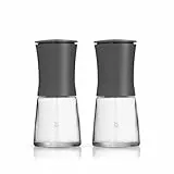 WMF Trend Mühlenset 2tlg, Salz- und Pfeffermühle unbefüllt, Glasbehälter, Keramikmahlwerk, Mühle für Salz und Pfeffer, Gewürze, spülmaschinengeeignet, grau