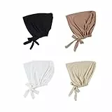 ZSYSD 4 Stück Hijab Kopftuch Damen Muslimische Turban verstellbar elastisch atmungsaktiv mit Kordelzug Tie-Back-Verschluss Kopftücher für Damen geeignet für Chemo Hijab Kopftuch Damen 4 Farben